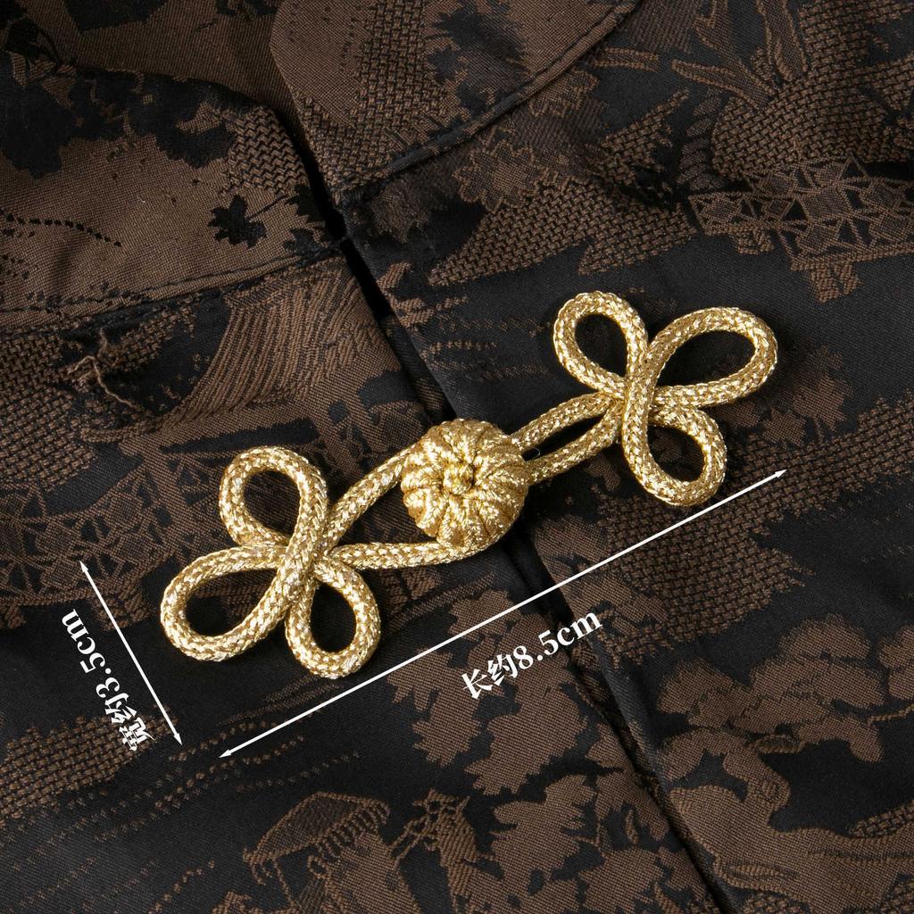 5pcs Chinese Frog Clasp,Gold Thread Ornament for Dress, Sweater, Hair Clip, Shoe Decoration, Costume Accessory