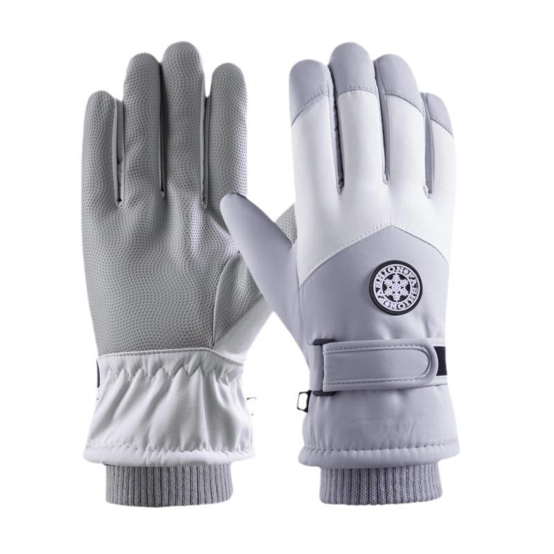 Ski Gloves Men's and Women's Autumn and Winter Windproof Waterproof Outdoor Riding Motorcycle Piled Thickened Warm Finger Gloves