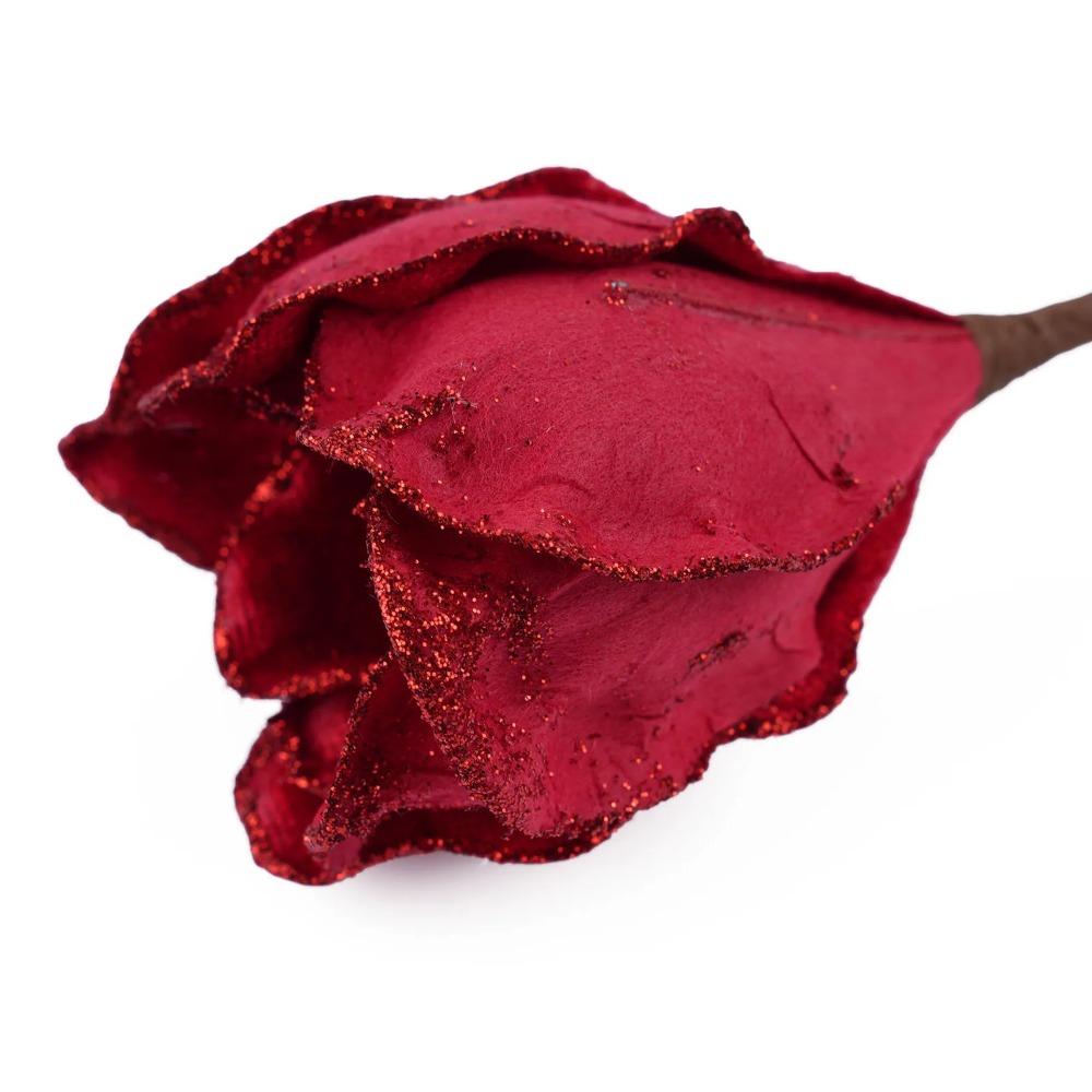 Glitter Artificial Christmas Flower 16cm Xmas Tree Decoration Fake Flowers Wedding Party Decoration Photography Props