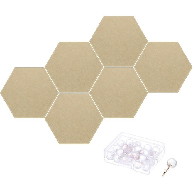 PATIKIL Felt Bulletin Board, 12"x10", 6 Packs Self Adhesive Hexagon Felt Tiles for Sound Proofing Wall Panels for Home Office Recording Studio,Game