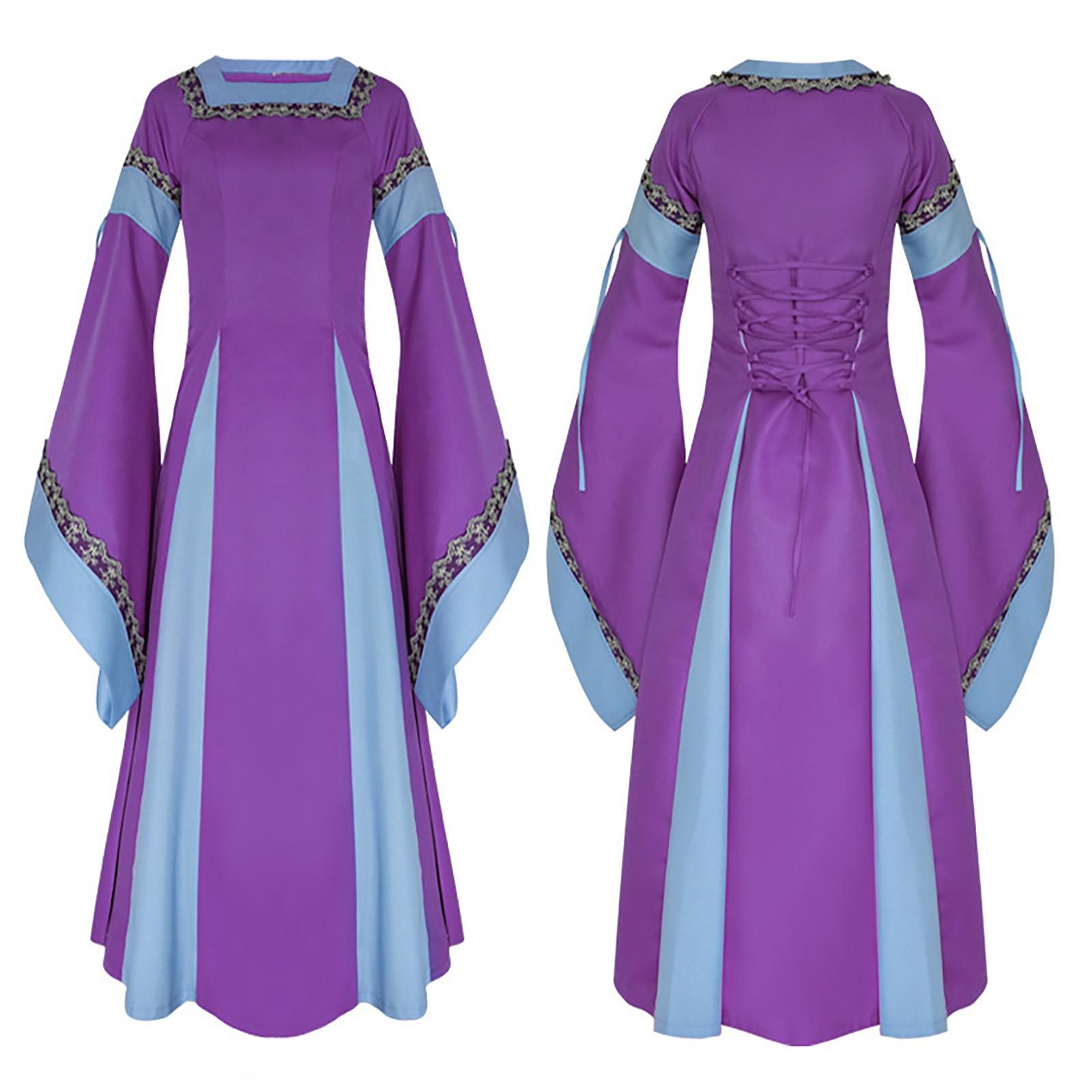 

Women -Vintage Two Color Patchwork Sleeve Dress XL фіолетовий
