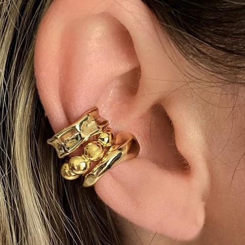 

3Pcs/Set Simple Metal Twisted Lines Irregular Ear Clip Earrings for Women Fashion Gold Color Ear Bone Clip No Piercing Zircon