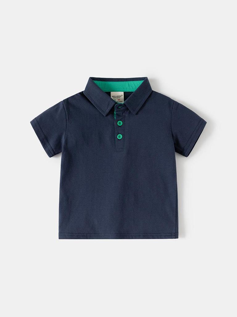 2026 Summer Boys' Polo Shirt - Plain Color Short-Sleeve Children's Top