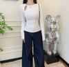 Women's Slimming White Long Sleeve T-Shirt - Hollow Round Neck, Drop Shoulder, Early Spring 2025 Collection