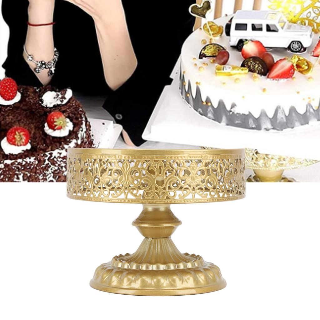 Dessert Stand Golden Cake Holder Lace Design Easy Assembly Round Treat Display for Party