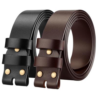 Men's Genuine Leather Belt Strap, Buckle-Free, Cowhide, Pin Buckle Compatible, Top Layer Cowhide, No Buckle Holes