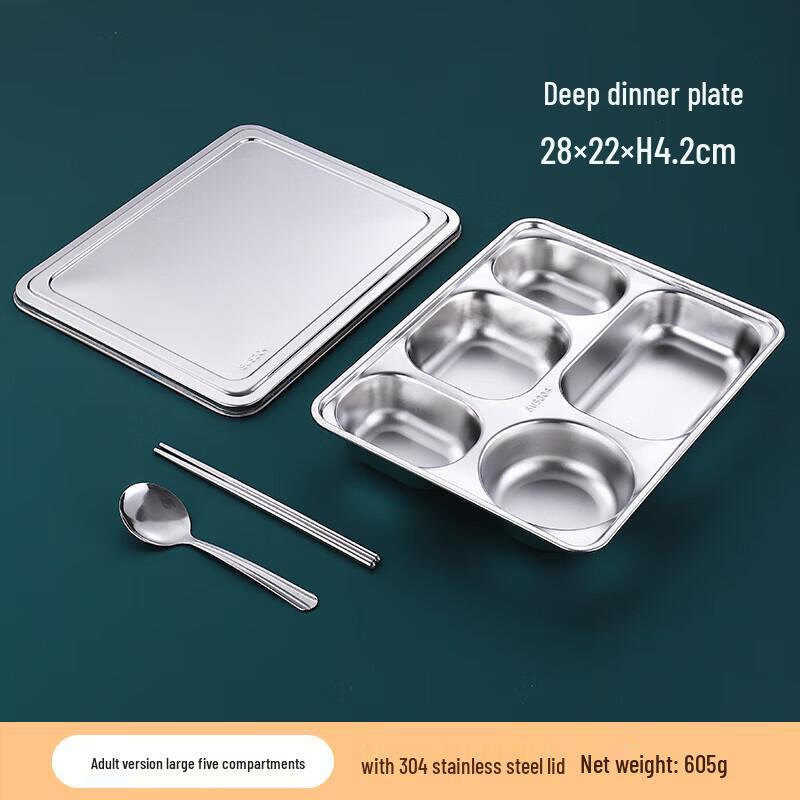 Sweet Elegant Stainless Steel Deep Divided Lunch Tray
