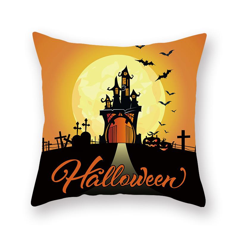Halloween Pillow Cover Cartoon Pumpkin Head New Peach Skin Cushion Cover Sofa Cushion