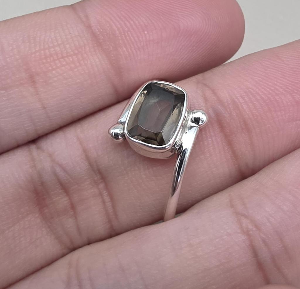 Smoky Quartz Sterling Silver Ring: Adjustable, Handmade Gemstone