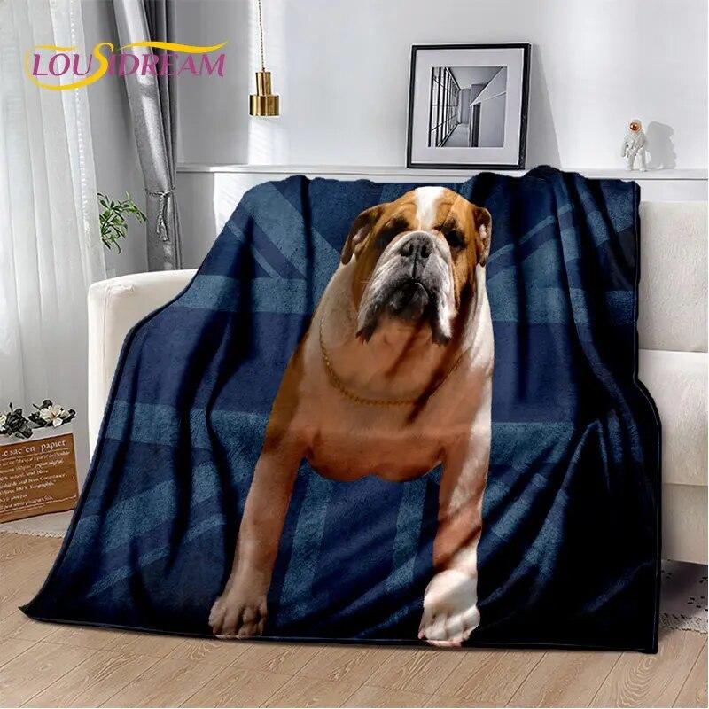 Cartoon French Pit Bull Dog Pet Soft Plush Blanket,Flannel Blanket Throw Blanket for Living Room Bedroom Bed Sofa Picnic Cover