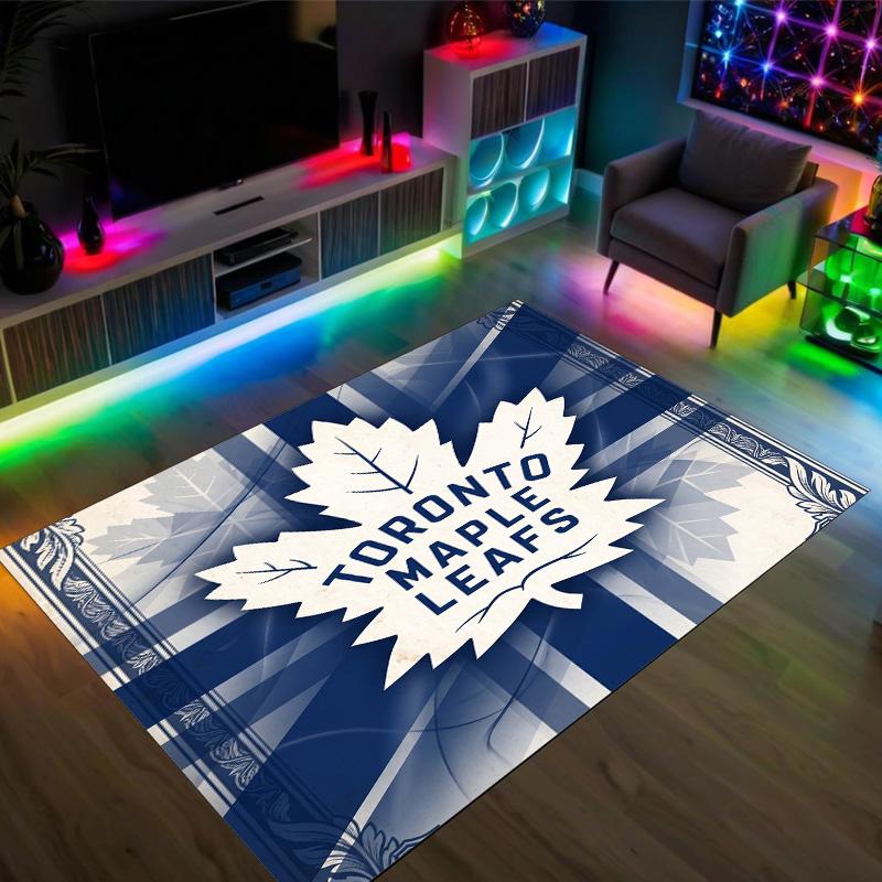 Toronto Maple Leafs Design Crystal Velvet Carpet Cozy Non?Slip Printed Rug For Bedroom Living Room Entrance