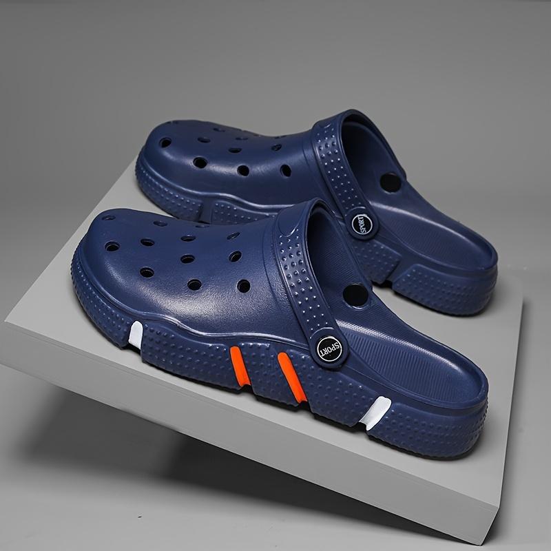 Plus Size Men's Solid Colour Hollow Out Clogs, Comfy Non Slip Durable Soft Sole EVA Slippers for Men's Indoor Outdoor Activities