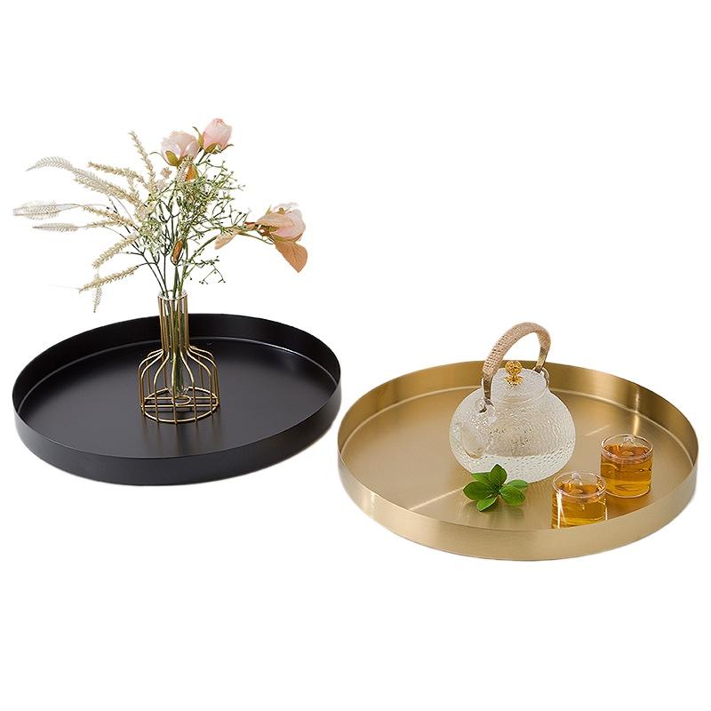 Iron Art Solid Color Ornaments Snack Plate Multipurpose Candlestick Plate Organize Metal Pallet Decorative Home Supplies