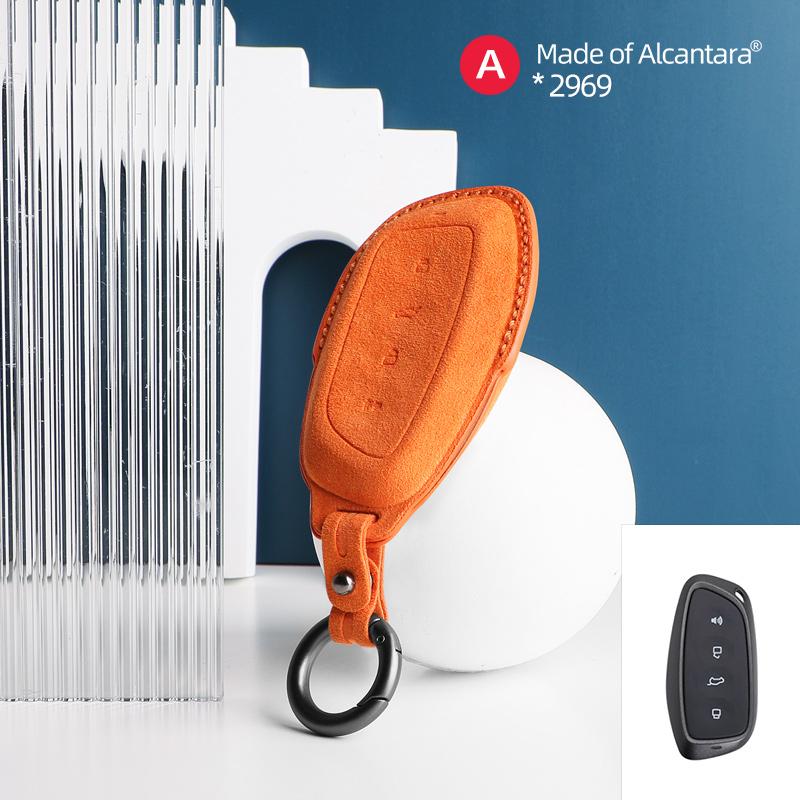 Car Key Case For Haval DARGO XY H-DOG H6 M6 F7 2023 2024 Alcantara Smart Remote Keyless Cover Shell Protector Accessories