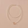 European and American Simple Imitation Pearl Multi-layer Necklace Retro Fashion Round Iron Plate OT Buckle Pendant Accessories