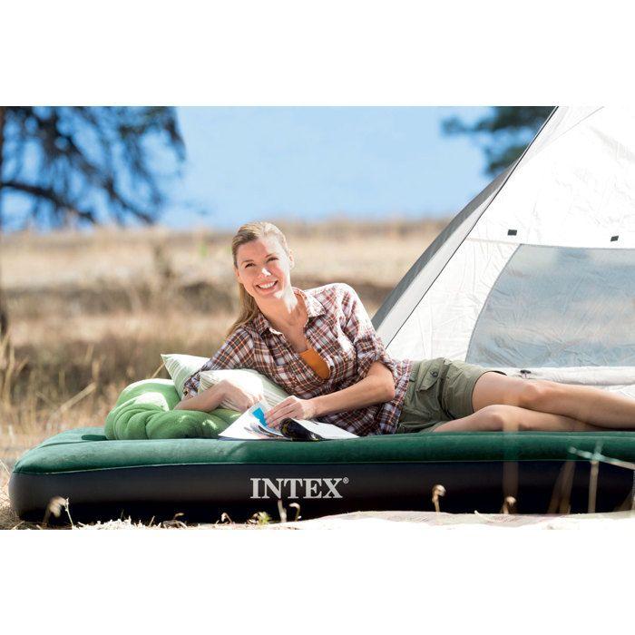 Matelas de camping - INTEX - Downy Prestige - 1 place - Gonfleur électrique à piles - Confort Fiber-Tech