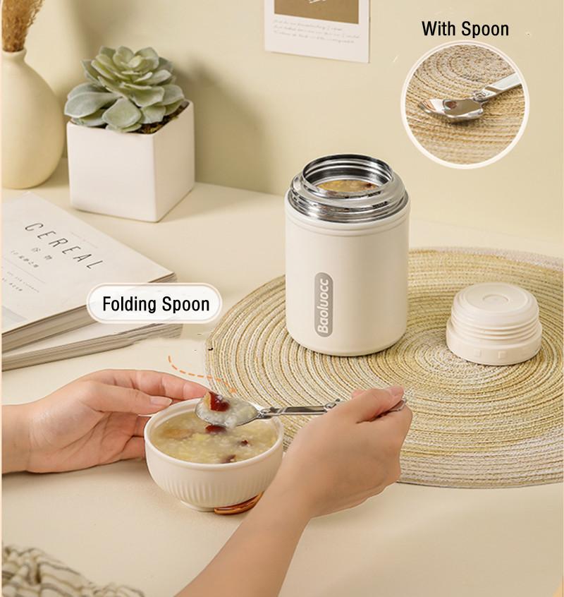 550ml Fashion Stainless Steel 316 Braised Flask Thermal Lunch Box Stew Beaker Girl Student Leak-Proof Vacuum Flask Tumbler