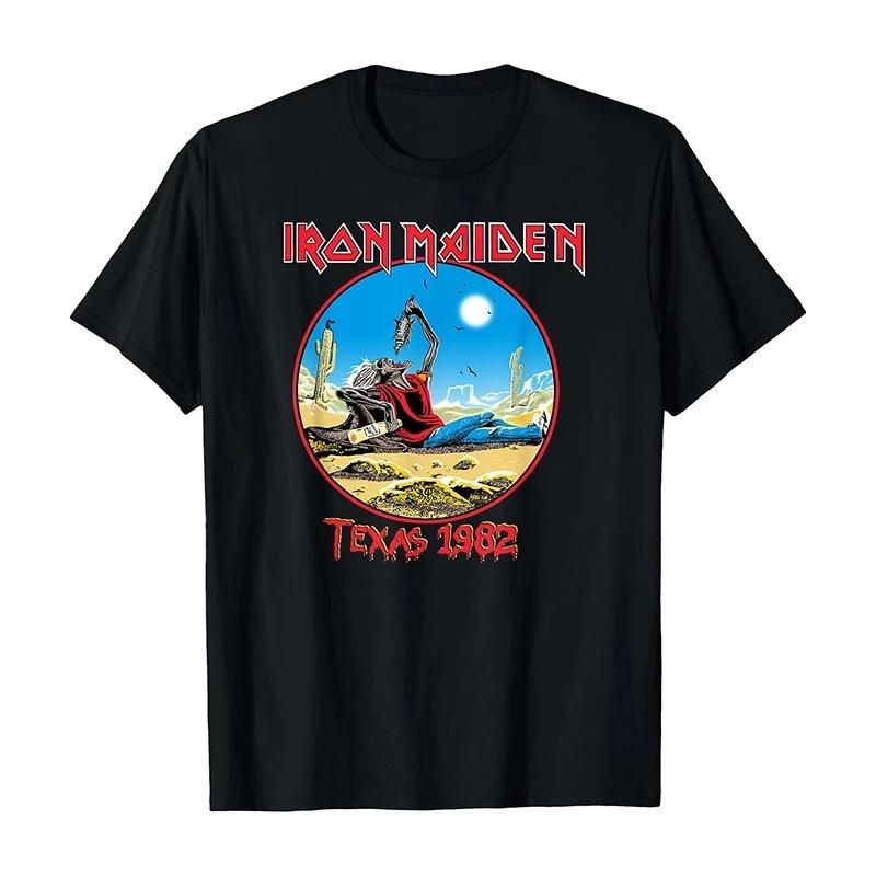 T-shirt Iron Maiden Groupe de Heavy Metal Rock Punk Lâche Surdimensionné Vintage Injection Directe Manches Courtes T-shirt Confortable Respirant