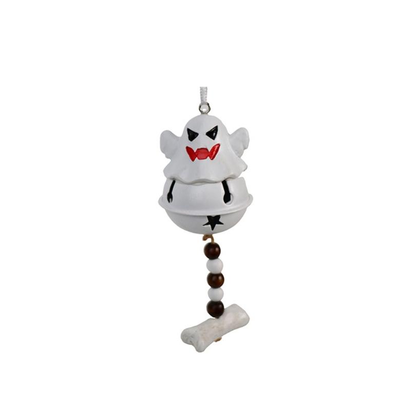 Ghostly Resin Aeolian Bell Ornament Halloween Bell Hanging Decorations For Door Entryway Window Wall Holiday Decoration