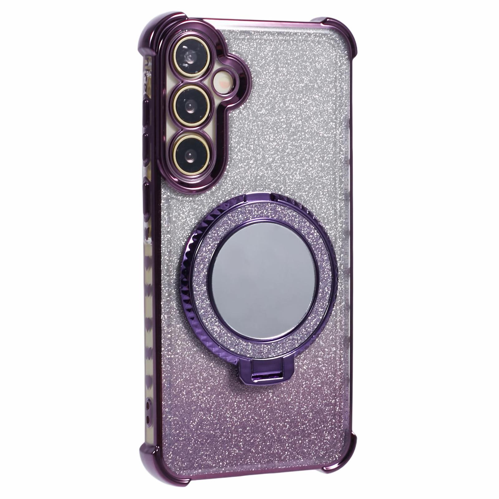

For Samsung Galaxy A55 5G Case Glitter Gradient Kickstand TPU Phone Cover Dark Purple