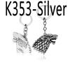 Serie TV Lupo Stark Trono portachiavi Inverno Sta Arrivando Collana con Ciondolo Vintage Logo 3D Famiglia Stark Gioielli Souvenir Regalo