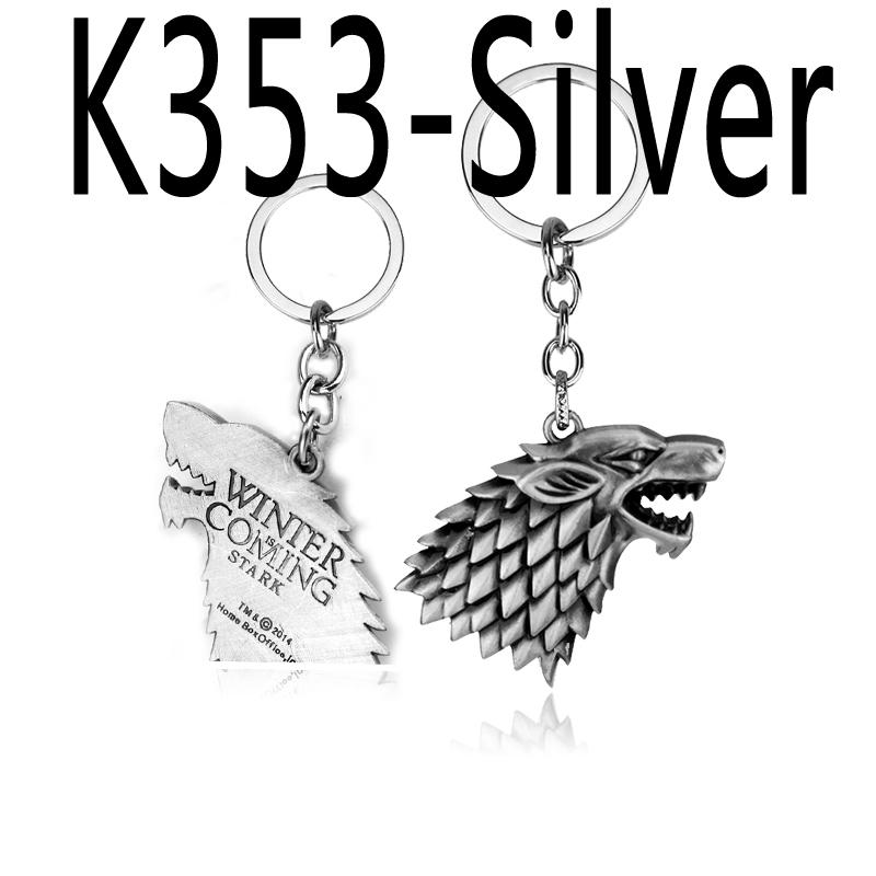 Serie TV Lupo Stark Trono portachiavi Inverno Sta Arrivando Collana con Ciondolo Vintage Logo 3D Famiglia Stark Gioielli Souvenir Regalo