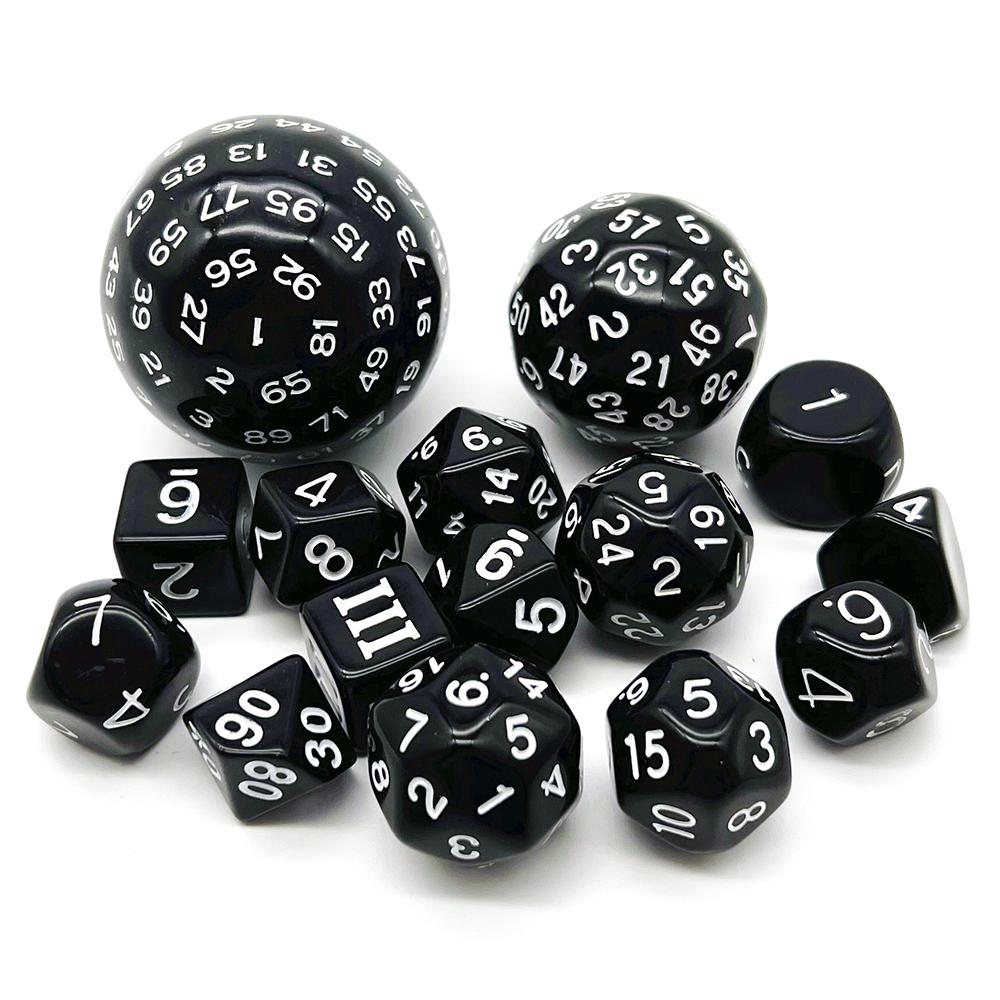 Polyhedral Dice Set, Game Dice Set Acrylic 15Pcs D4-D100 with Bag for DND Role Playing Game