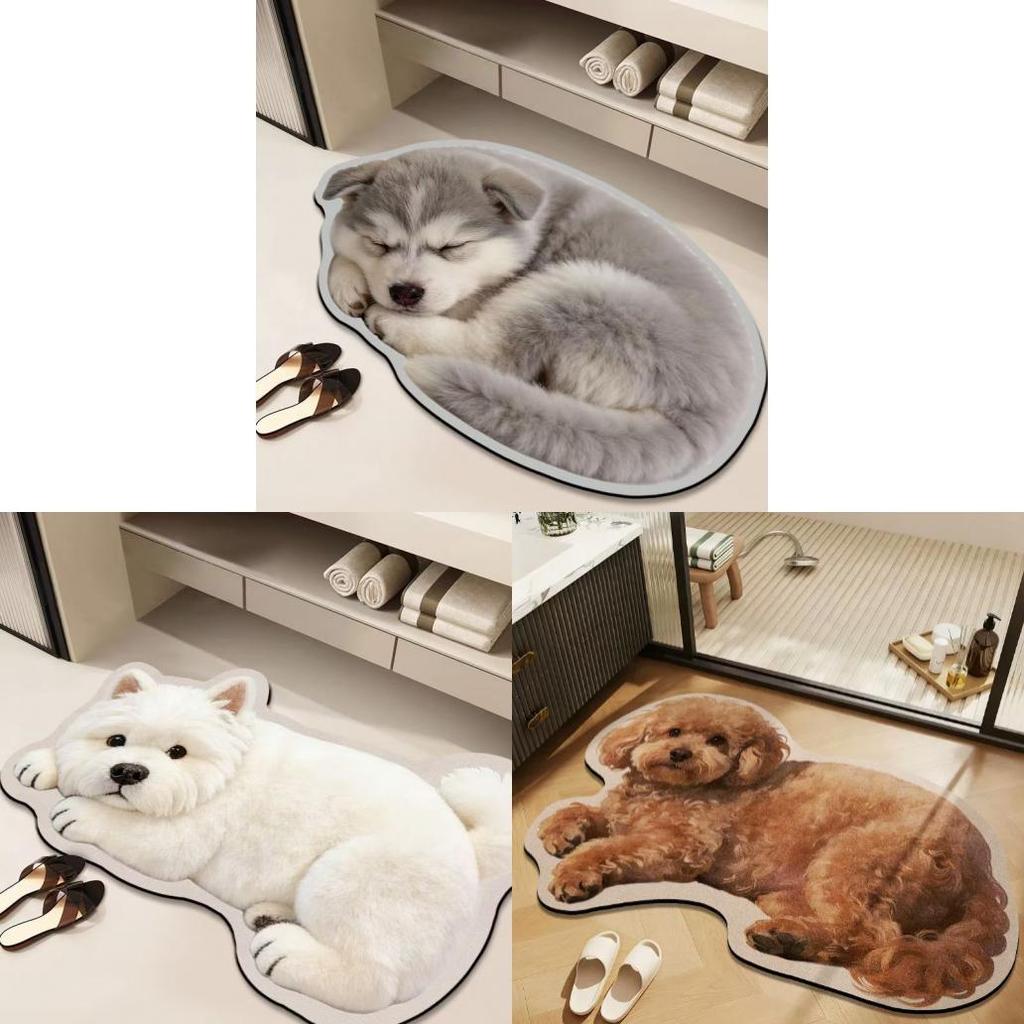 Imitation Faux Wool Shaped Dog Bath Mat With Absorbent Plush For Bathroom And Home Use