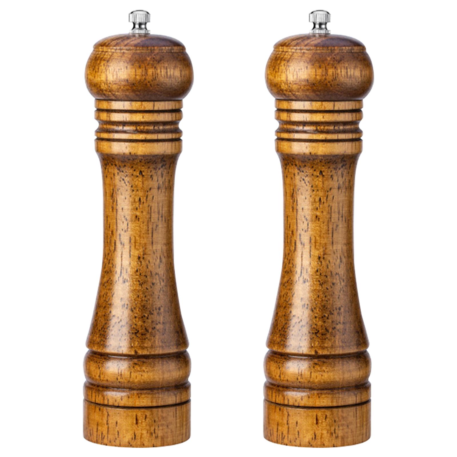 

2Pcs 8 Wooden Salt Pepper Mill Shaker Adjustable Coarseness Manual Pepper Grinder Bottle for Peppercorn Chili Flake Dried Herb