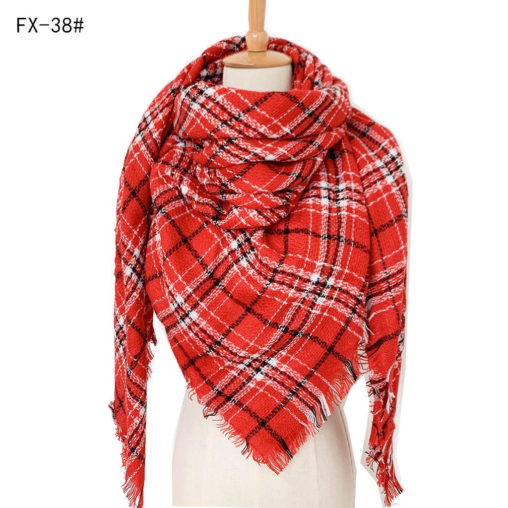 Factory Direct Sales Foreign Trade Autumn/winter New Neck Scarf, Imitation Cashmere Acrylic Black Beige Plaid Square Scarf, Women's Shawl
