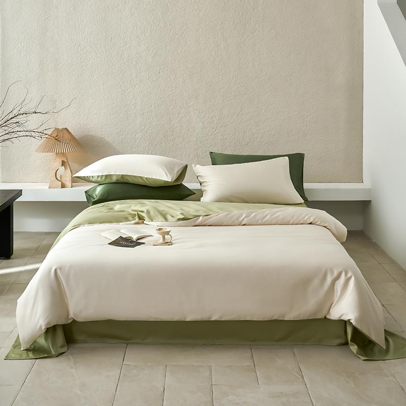 Hochwertiges Bettwäscheset aus 65 % Lyocellfaser und 35 % Baumwolle, Queen-Size-Bettwäscheset mit frischem Naturpflanzenmuster und Bettlaken, Steppdeckenbezug und Kissenbezug