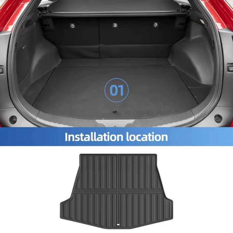 For Toyota BZ4X / Subaru Solterra 2025-2026 Car Trunk Mat TPE 3D Floor Mats Cargo Liner Trunk Backrest Pad Carpet Waterproof Mat