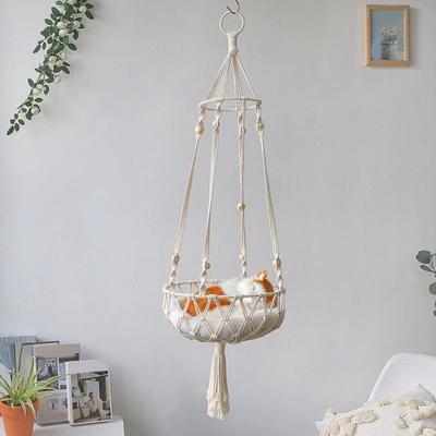 Cat Hammock Bed Handwoven Cat Hanging Basket Boho Cat Swing Bed for Indoor Cat Sleeping Playing Climbing Lounging