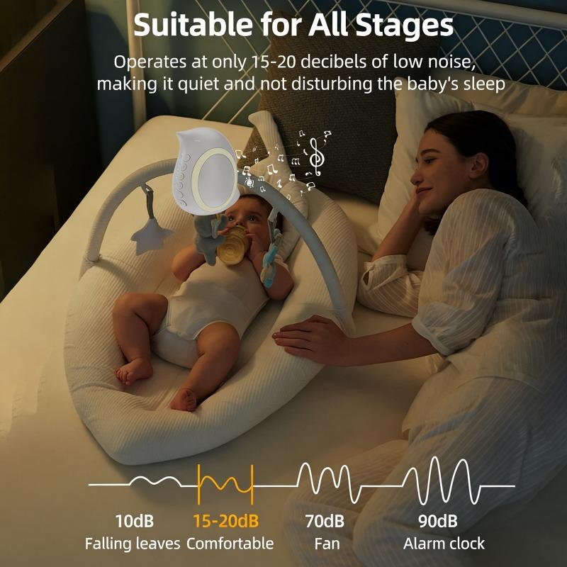 Portable Baby Stroller Rocker Sleep Soothing Device with Night Light Bluetooth Speaker White Noise Vibration Adjustment Function