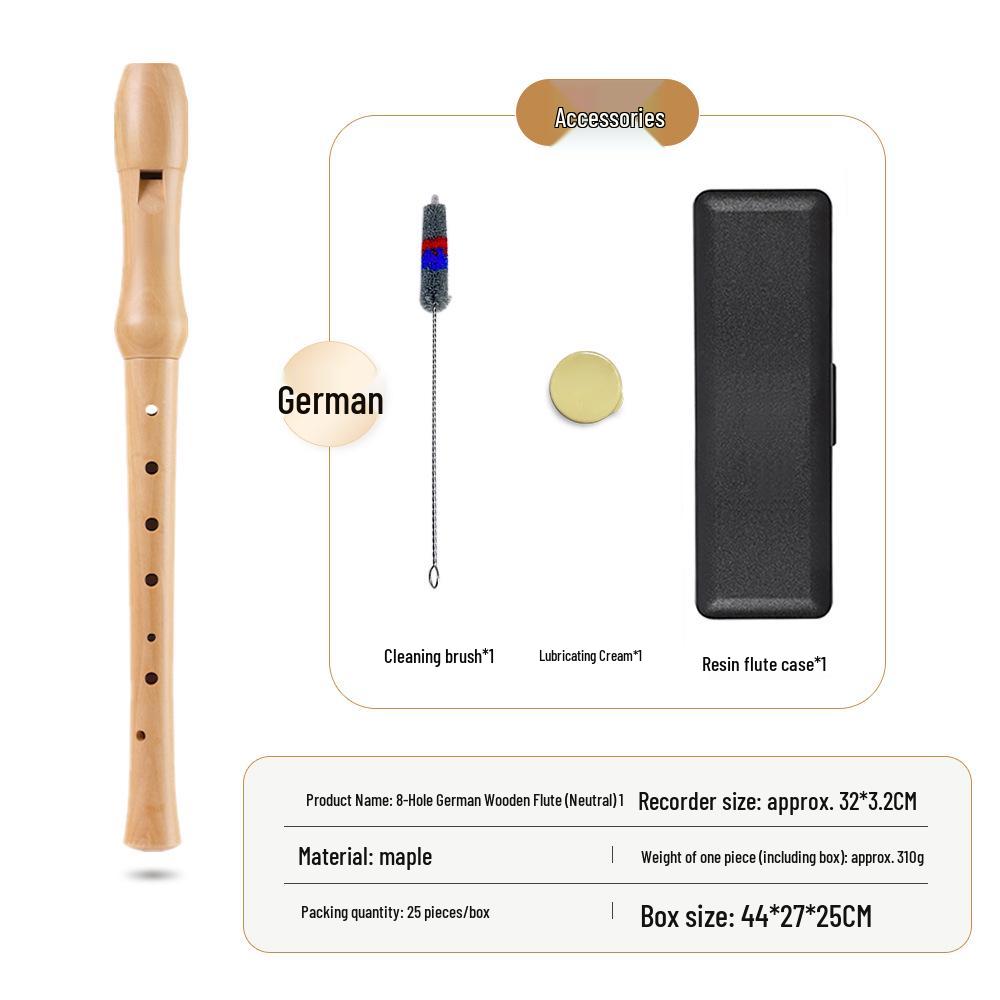 Chime Soprano Recorder: Half-Wood, Six/Eight-Hole, German/English Fingering, for Adults & Children.