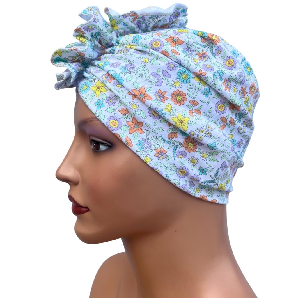 Turban Damski Wiosenny Luba 448 Z Falbanką Lekki I Wygodny Z Bawełny