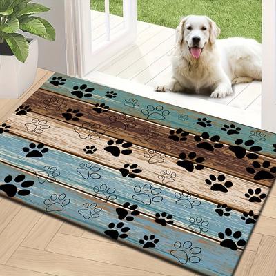 American Outdoor Paw Print Floor Mat Blue Brown Entry Blanket Entryway Pet Family Doormat Home Decoration