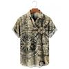 Vintage Button Up Shirt Man 3d Map Printed Short Sleeve Hawaiian Shirt Lapel Men's Clothing Casual Fashion Tops