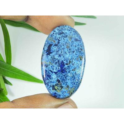 43Cts. Natural Azurite Oval Healing Crystal Cabochon Loose Gemstone 12X36MM SK-3875