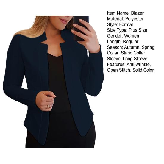 Blazer da Donna a Maglia Aperta Cardigan Monocolore Vestibilità Slim Maniche Lunghe Caldo Capospalla da Lavoro Taglie Forti Cappotto Primaverile Abbigliamento Femminile
