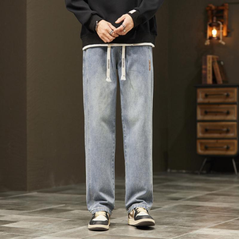 

Casual retro men s jeans 2026 new style straight loose wide-leg pants versatile long pants 4XL