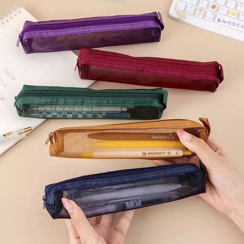 Compact High-Density Mesh Pencil & Makeup Brush Storage Bag