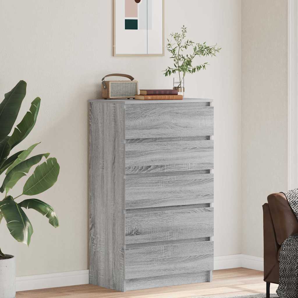 Vidaxl Komoda, Szary Dąb Sonoma, 60X36X103 Cm, Materiał Drewnopochodny
