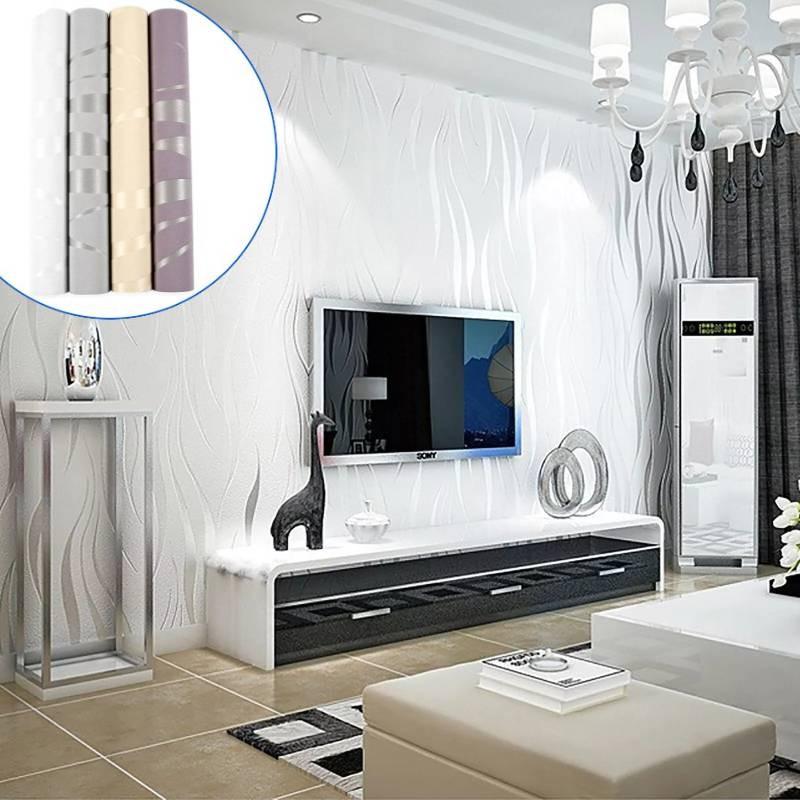 Embossed 3d Wave Stripes Wallpaper Silver Grey Non Woven Living Room Wall Decors