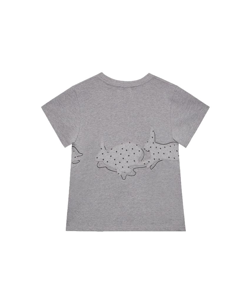 Tansanmageunesyum Rabbit Applique T-Shirt (Gray)