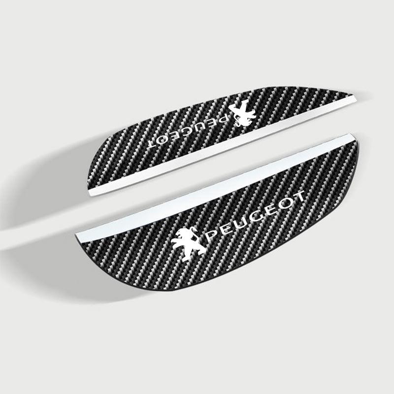For PeugeotR 308 206 208 207 307 2008 508 407 3008 2PC Car Sticker Rearview Mirror Rain Eyebrow Carbon Fiber Pattern Accessories