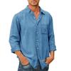 Men's Woven Shirt Long Sleeve Relaxed Fit Chest Pocket Roll-up Cuffs
