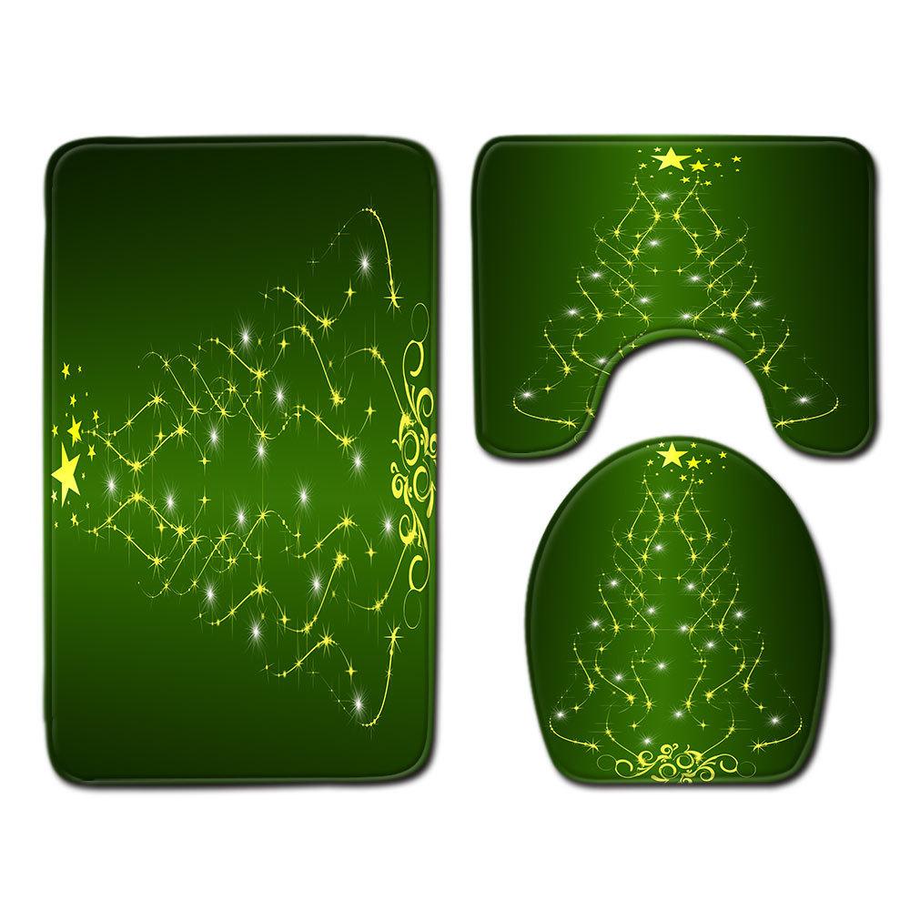 Christmas Bathroom Floor Mat Toilet Three-Piece Set
