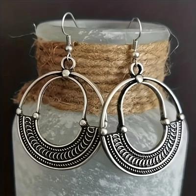 Kreative hohle Ohrringe für Frauen, Farbe Silber, Schmuck, Vintage, böhmischer Stil, Persönlichkeit