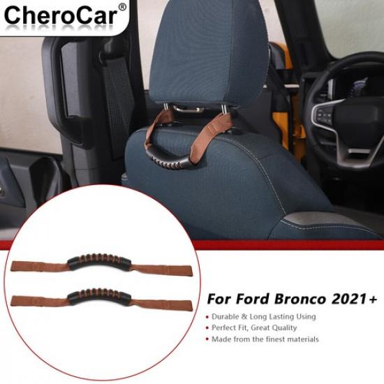 

2x Brown Seat Headrest Grab Handle Cover for Ford Bronco -2025 Accessories
